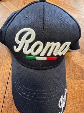 Roma Embroidered Baseball Cap - Navy